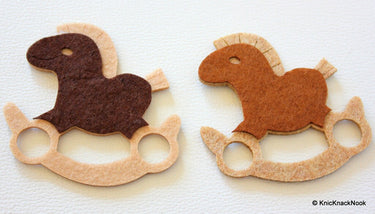Dark Brown Rocking Horse Felt Applique Patch